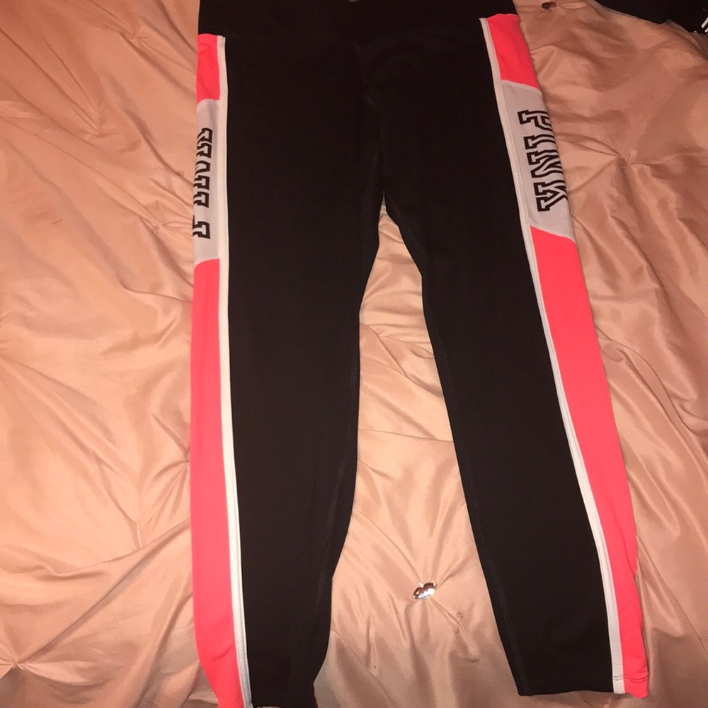 Pink leggings peach and black